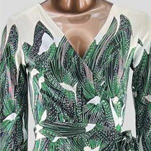 Diane von Furstenberg Green Leaf Print Dress 4